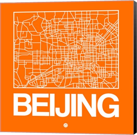 Framed Orange Map of Beijing Print