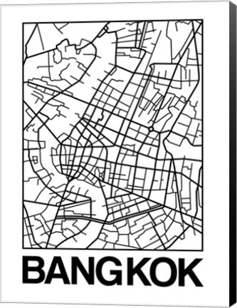 Framed White Map of Bangkok Print