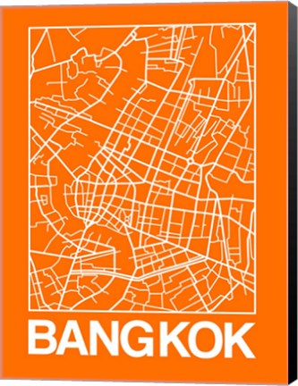 Framed Orange Map of Bangkok Print