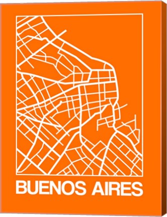 Framed Orange Map of Buenos Aires Print