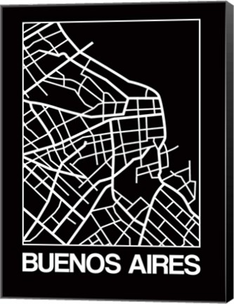 Framed Black Map of Buenos Aires Print