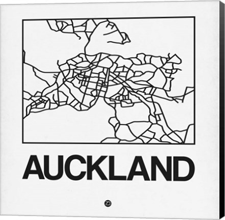 Framed White Map of Auckland Print