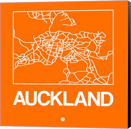 Framed Orange Map of Auckland Print