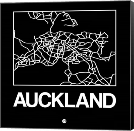 Framed Black Map of Auckland Print