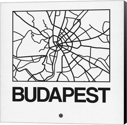 Framed White Map of Budapest Print