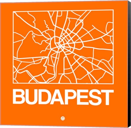 Framed Orange Map of Budapest Print