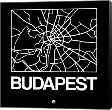 Framed Black Map of Budapest Print