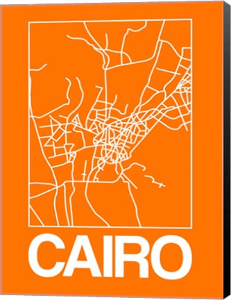 Framed Orange Map of Cairo Print