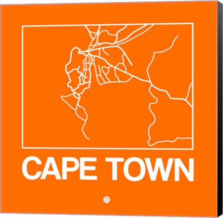 Framed Orange Map of Cape Town Print