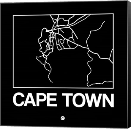 Framed Black Map of Cape Town Print