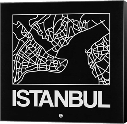 Framed Black Map of Istanbul Print