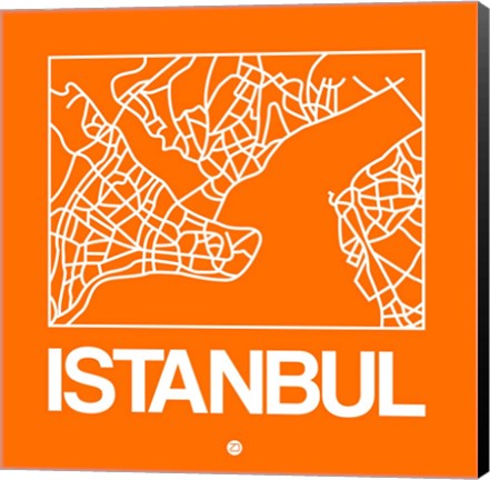 Framed Orange Map of Istanbul Print