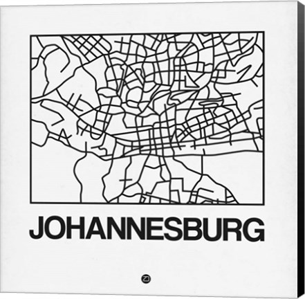Framed White Map of Johannesburg Print