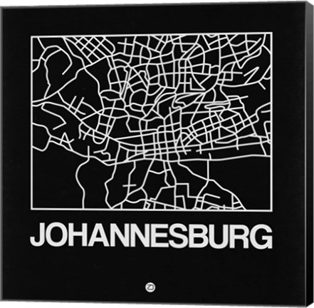 Framed Black Map of Johannesburg Print