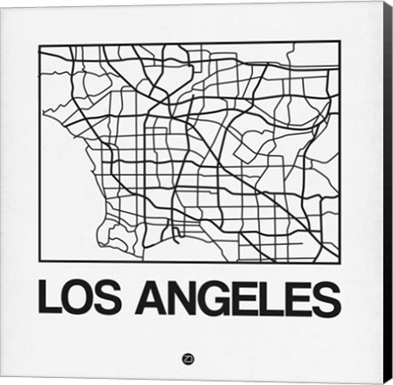Framed White Map of Los Angeles Print