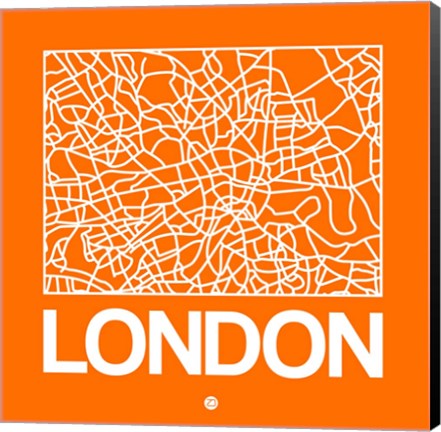 Framed Orange Map of London Print