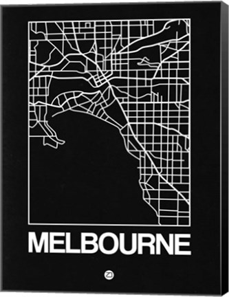 Framed Black Map of Melbourne Print