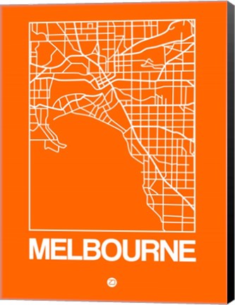 Framed Orange Map of Melbourne Print