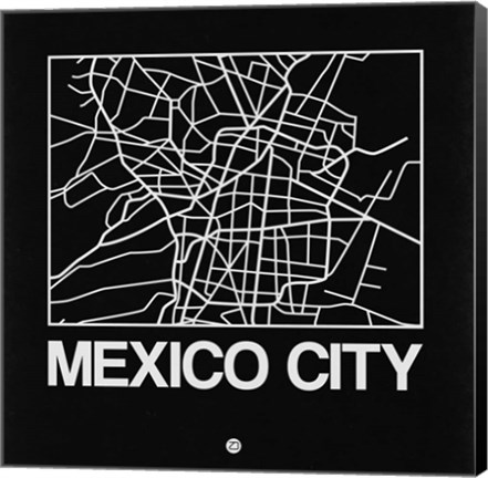 Framed Black Map of Mexico City Print