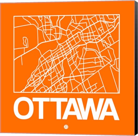 Framed Orange Map of Ottawa Print