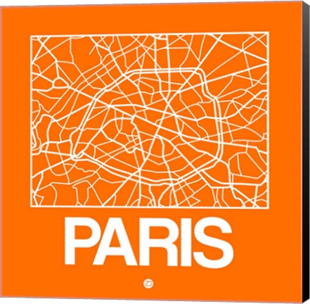 Framed Orange Map of Paris Print