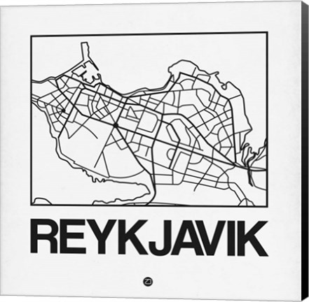 Framed White Map of Reykjavik Print