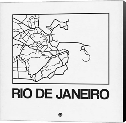 Framed White Map of Rio De Janeiro Print