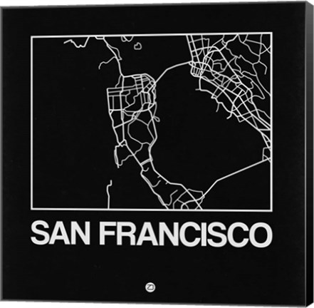 Framed Black Map of San Francisco Print