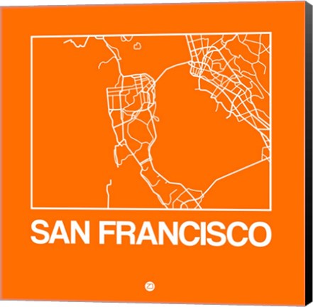 Framed Orange Map of San Francisco Print