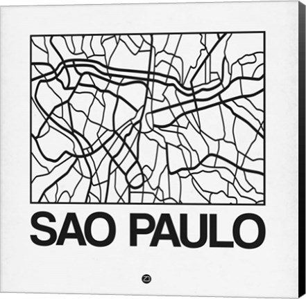 Framed White Map of Sao Paulo Print