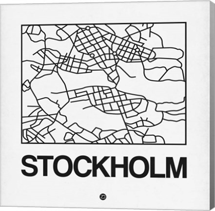 Framed White Map of Stockholm Print