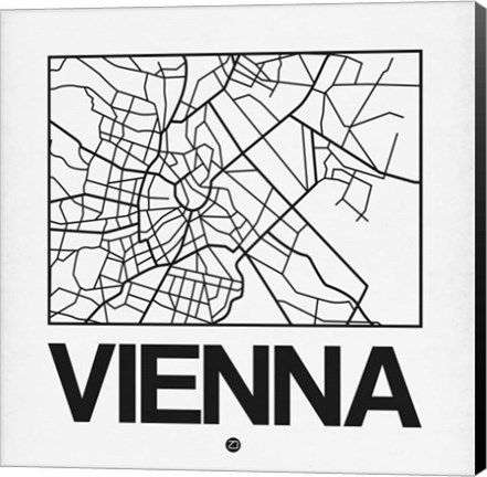 Framed White Map of Vienna Print