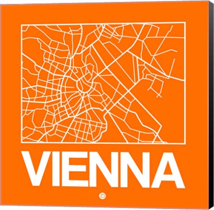 Framed Orange Map of Vienna Print