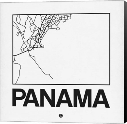 Framed White Map of Panama Print