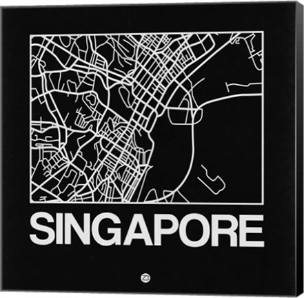 Framed Black Map of Singapore Print