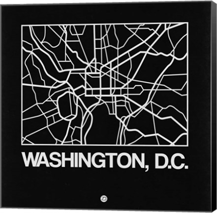 Framed Black Map of Washington, D.C. Print