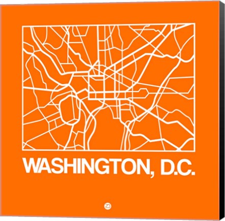 Framed Orange Map of Washington, D.C. Print