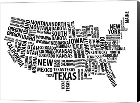 Framed Typography USA Map Print