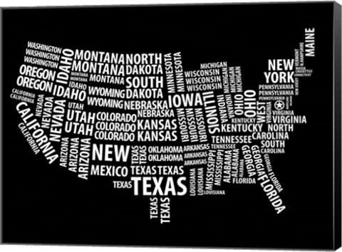 Framed Typography USA Map Print