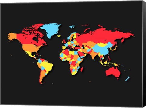 Framed World Map Countries Print