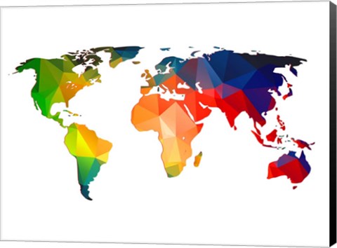 Framed World Polygon Map 1 Print