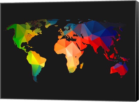 Framed World Wire Map 1 Print