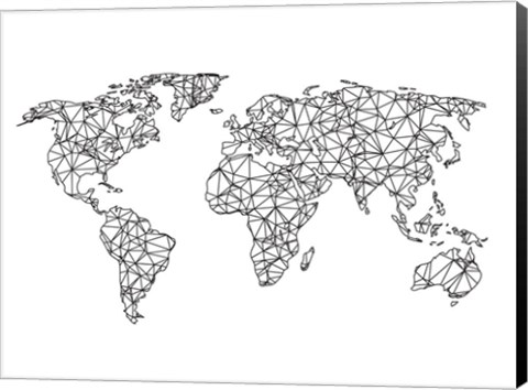 Framed World Wire Map 2 Print