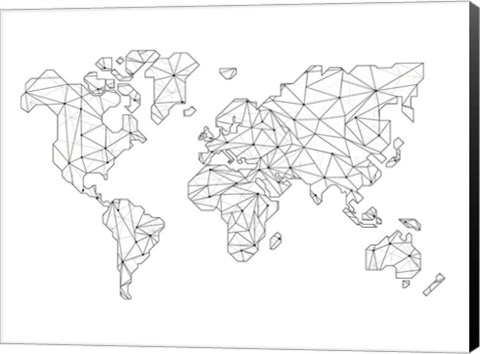 Framed World Wire Map 5 Print