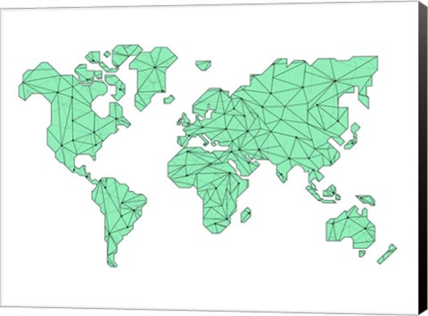 Framed World Map Green Print