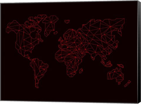 Framed World Map Red Print