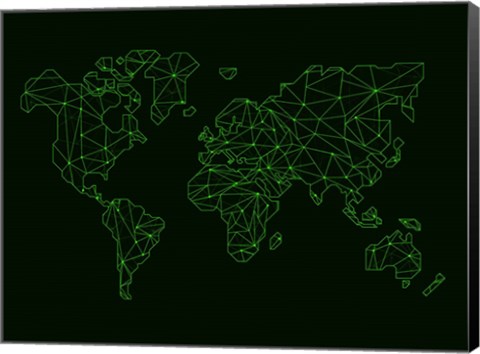 Framed World Map Green Wire Print
