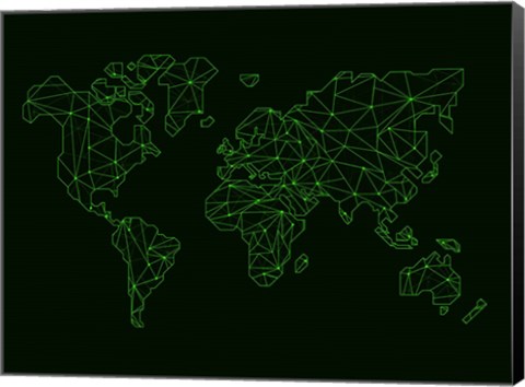 Framed World Map Green Wire Print