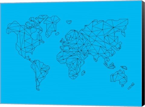 Framed World Map Blue 1 Print