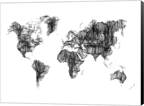 Framed World Map Drawing 1 Print